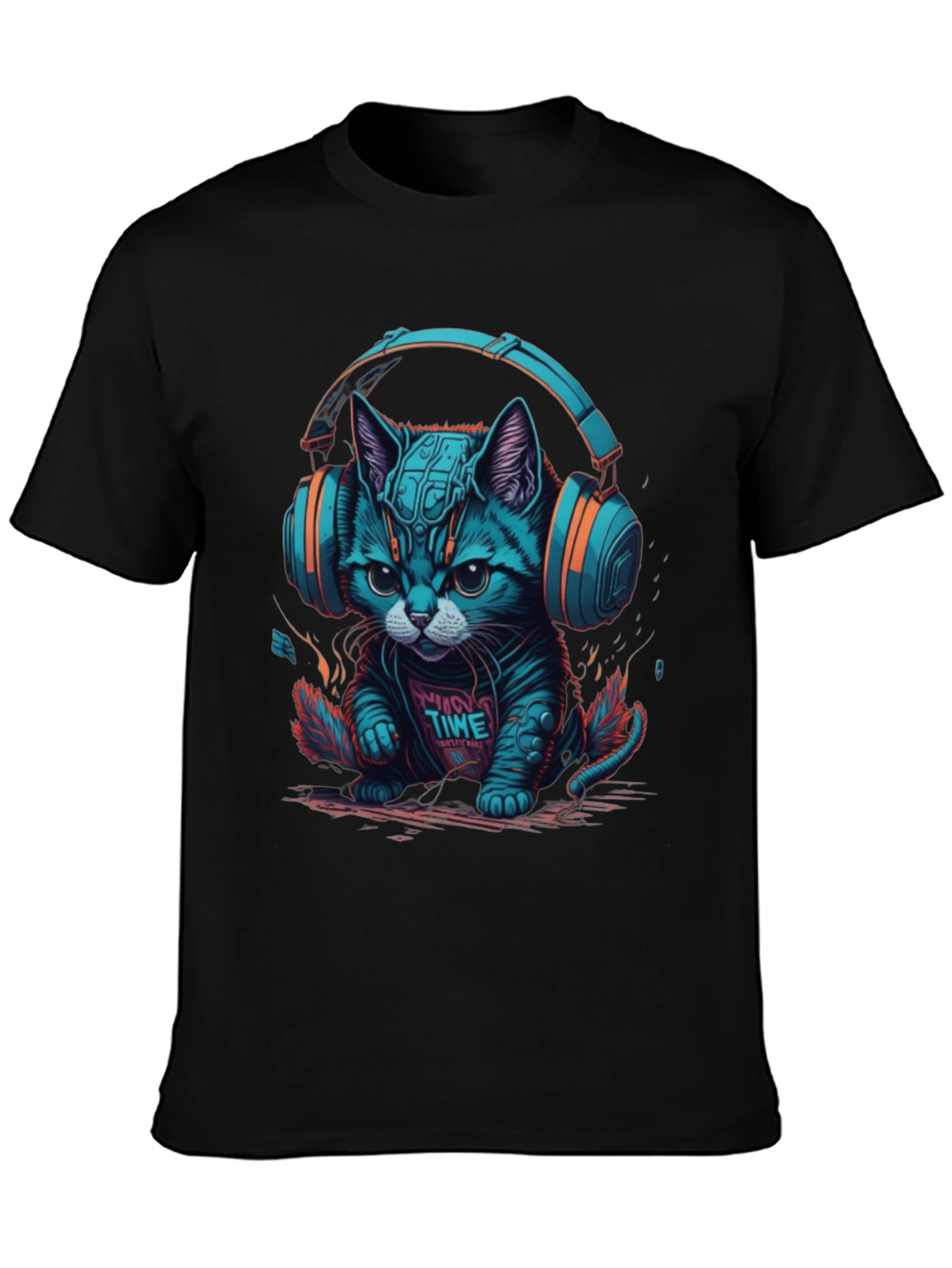 Cool Cat Headphones Graphic Tee