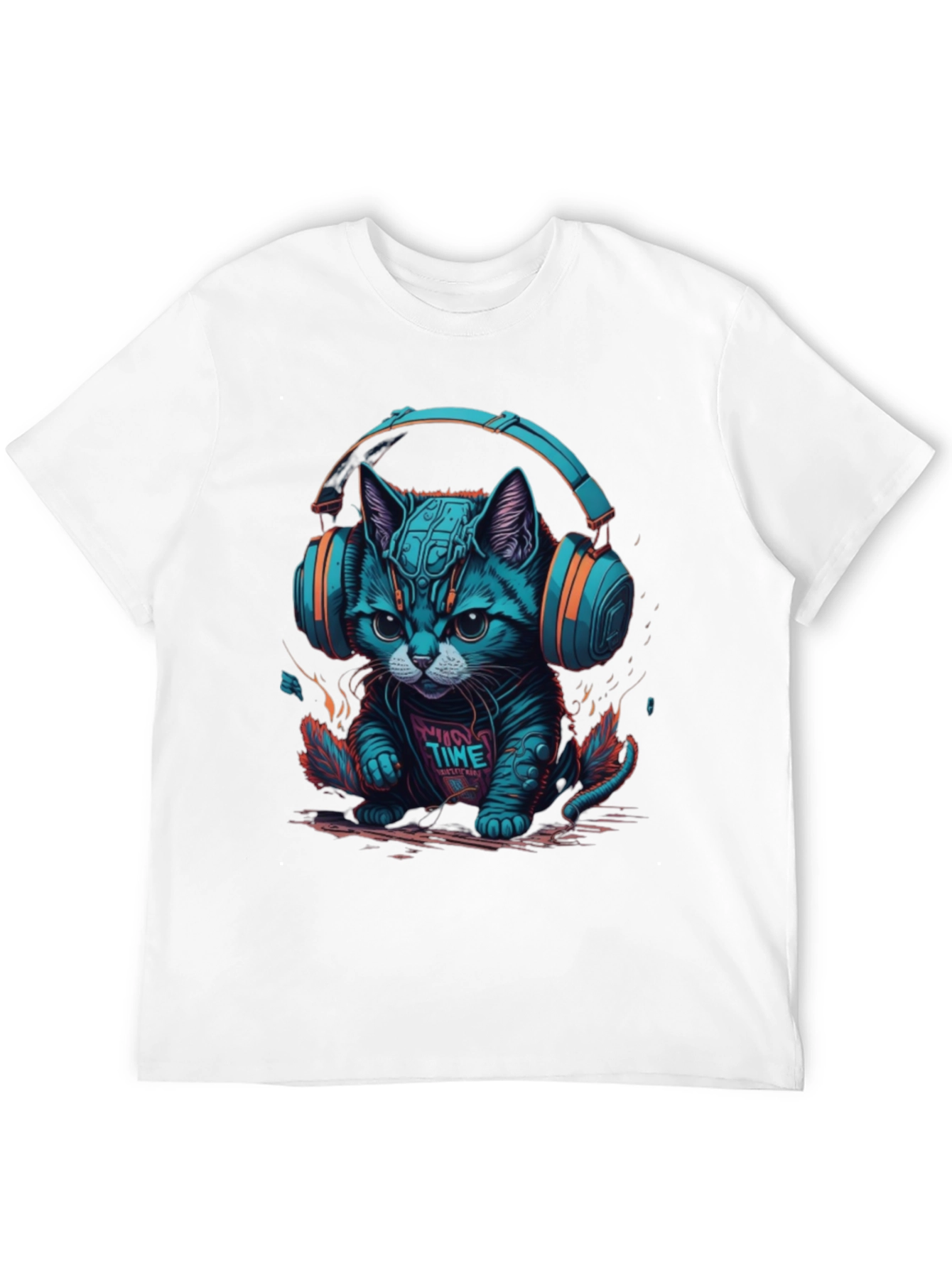 Cool Cat Headphones Graphic Tee