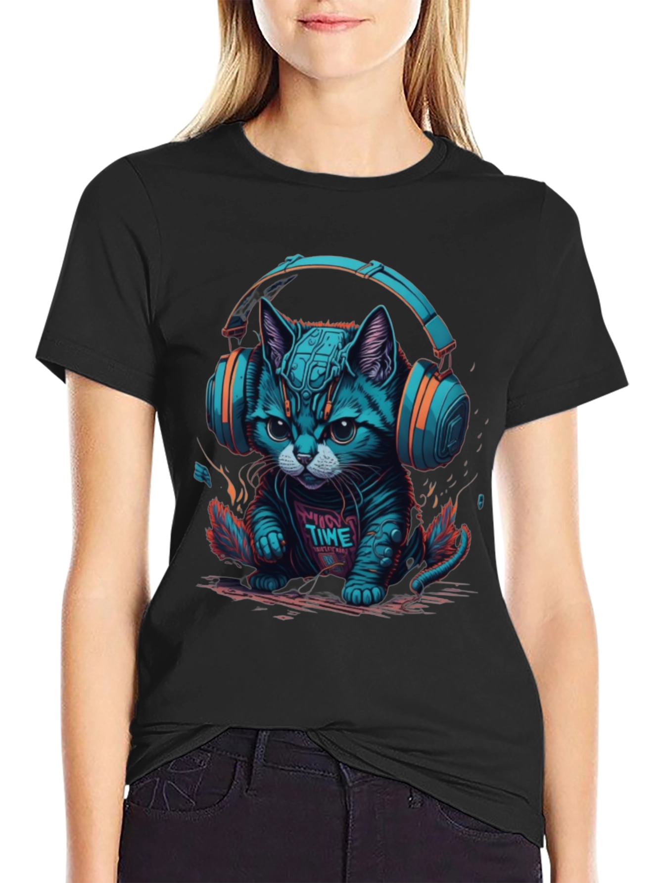 Cool Cat Headphones Graphic Tee