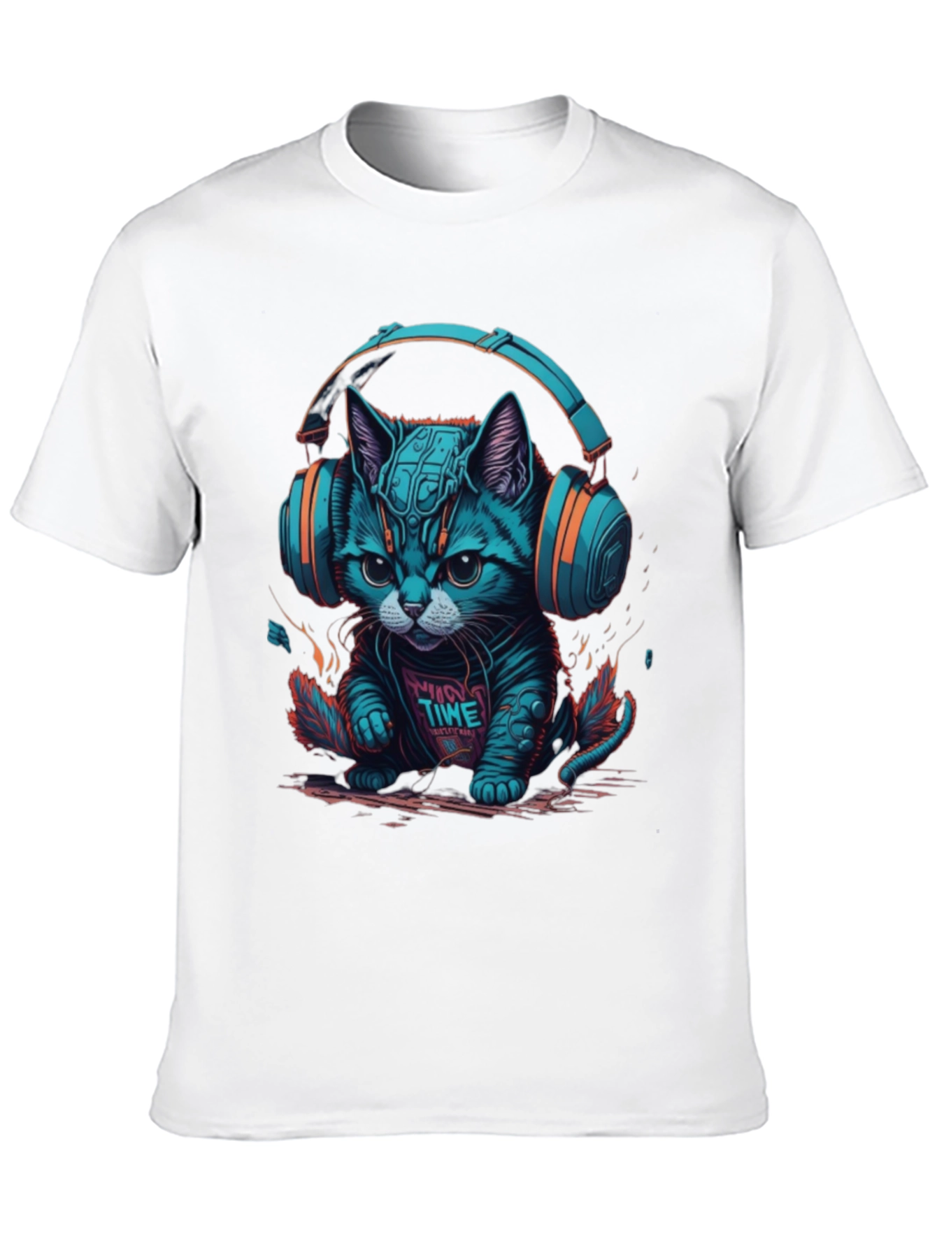 Cool Cat Headphones Graphic Tee