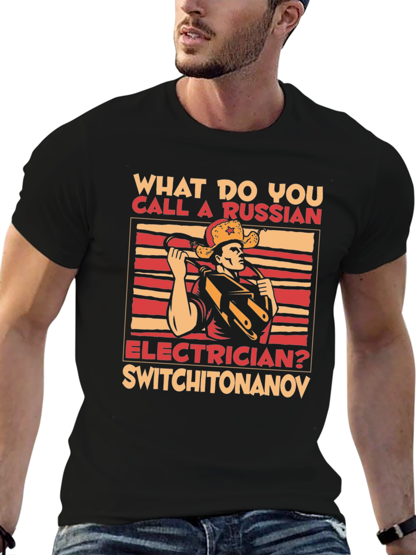Funny Russian Electrician T-Shirt - Switchitonanov Joke