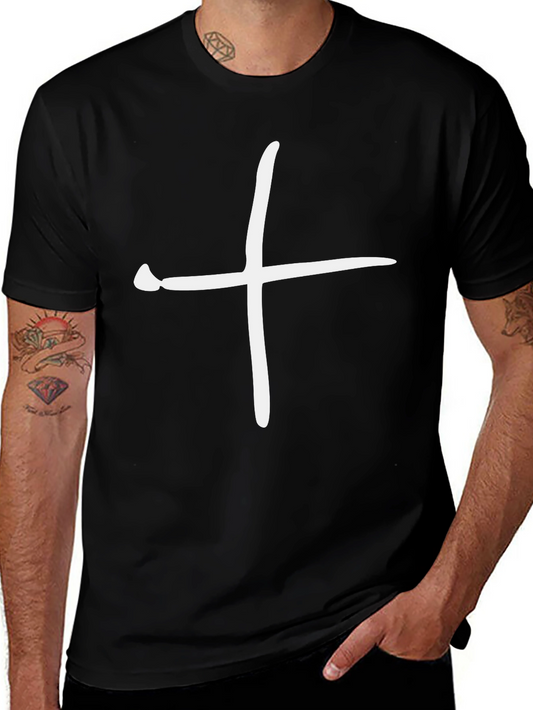 Minimalist Cross Graphic Tee - Soft Cotton Blend