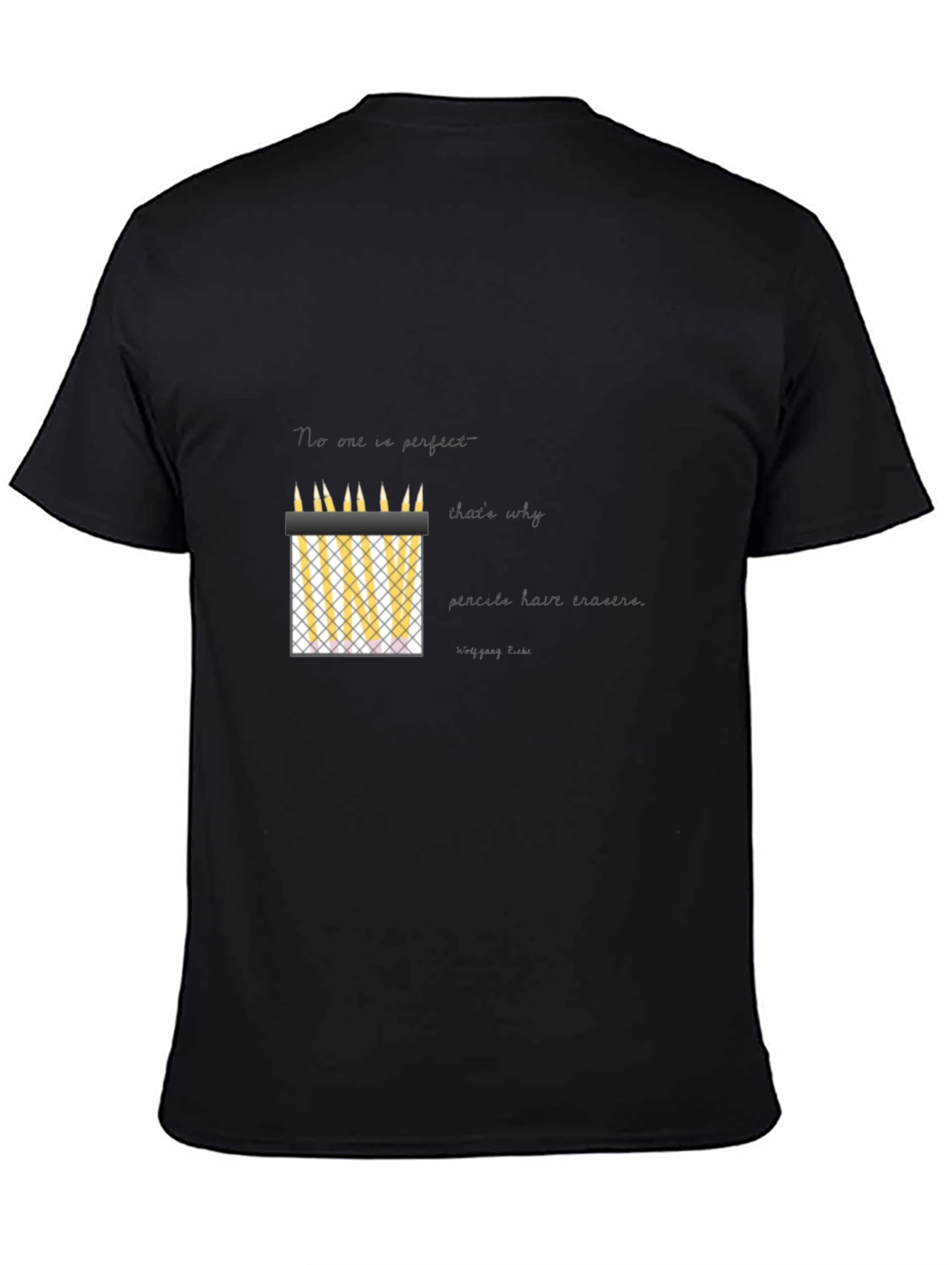 Mens Black Graphic Tee - Pencil Fence Design