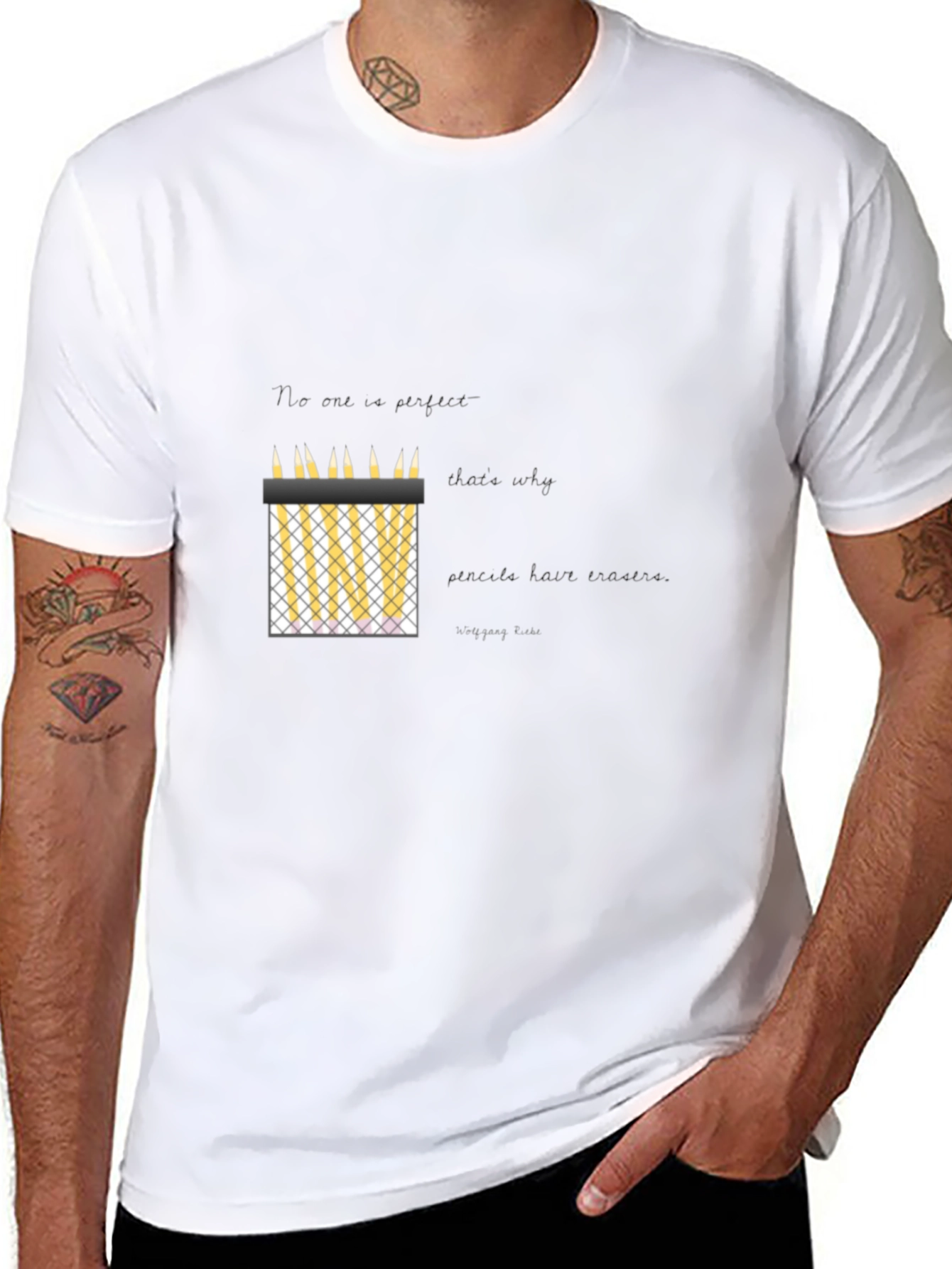 Mens Black Graphic Tee - Pencil Fence Design