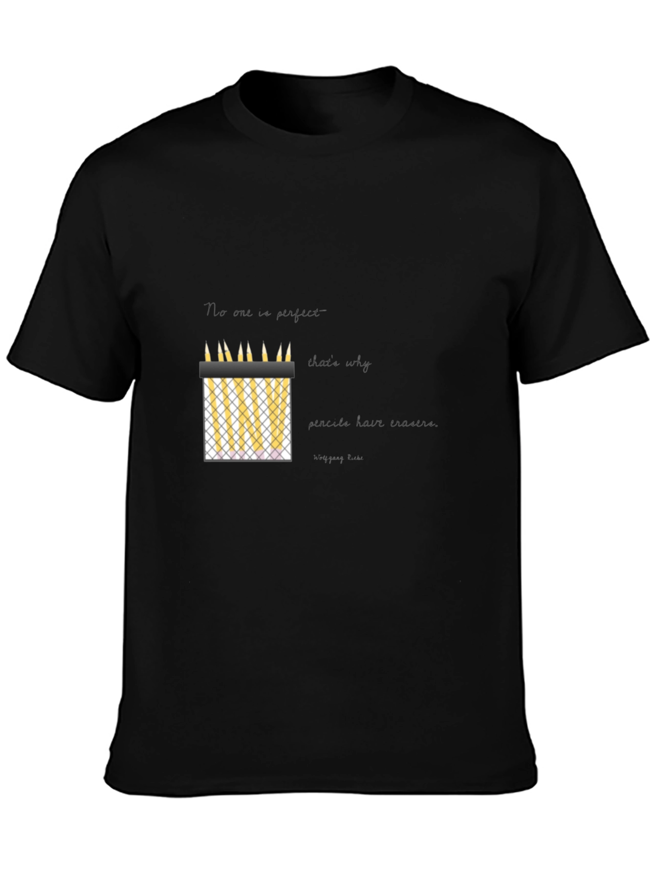 Mens Black Graphic Tee - Pencil Fence Design