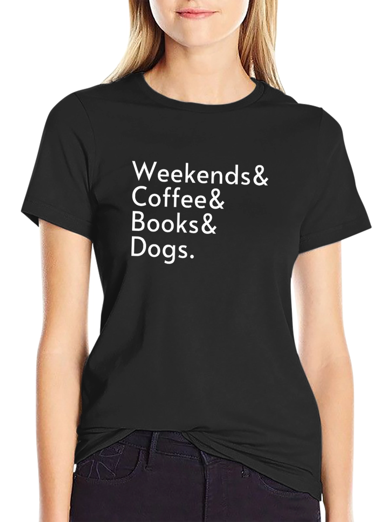 Weekends Coffee Books Dogs Black Graphic Tee