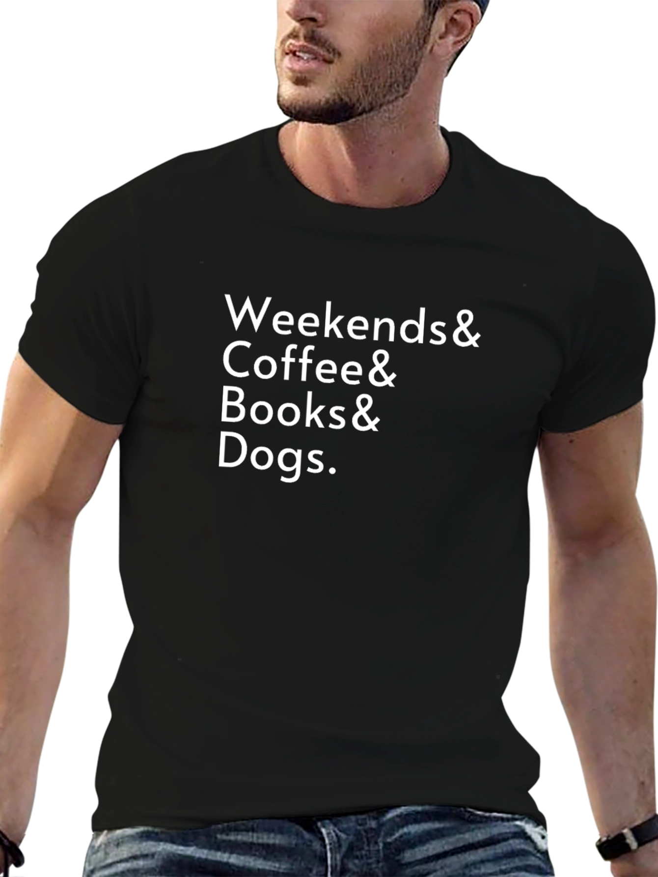 Weekends Coffee Books Dogs Black Graphic Tee