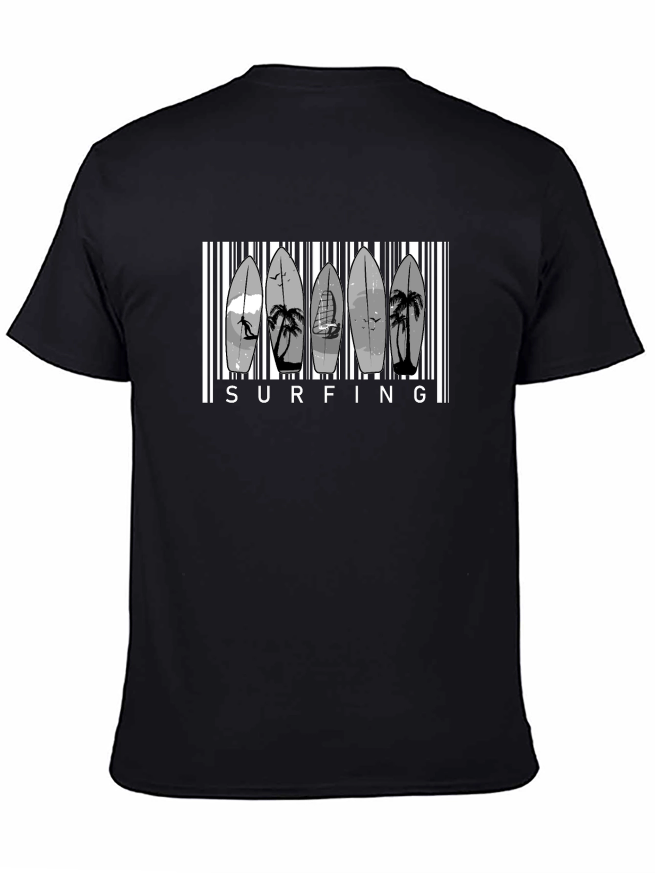 Surfing Barcode Graphic T-Shirt - Stylish Summer Tee