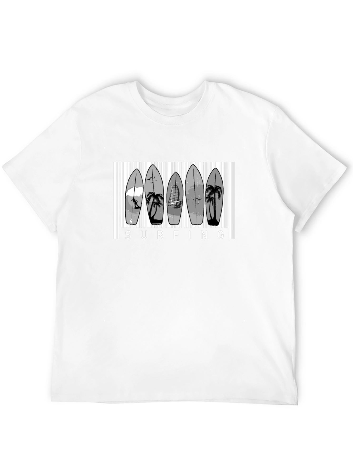 Surfing Barcode Graphic T-Shirt - Stylish Summer Tee
