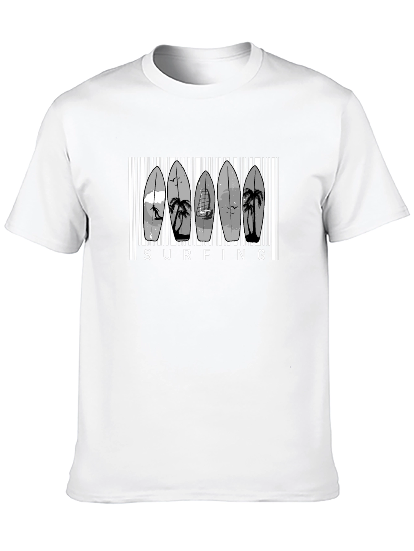 Surfing Barcode Graphic T-Shirt - Stylish Summer Tee