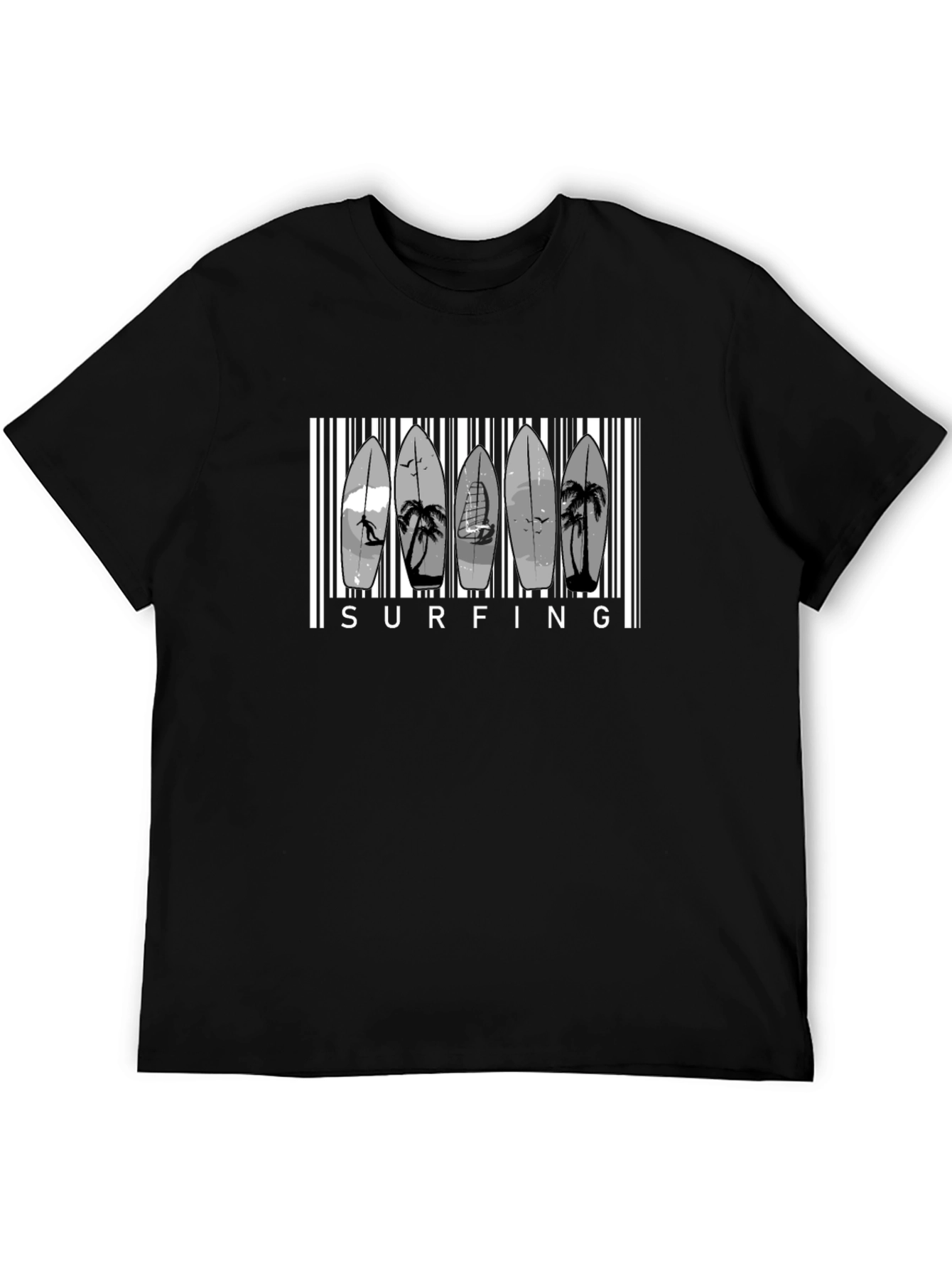 Surfing Barcode Graphic T-Shirt - Stylish Summer Tee