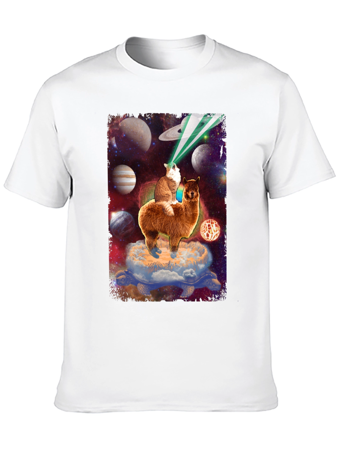 Cosmic Cat Riding Llama T-Shirt