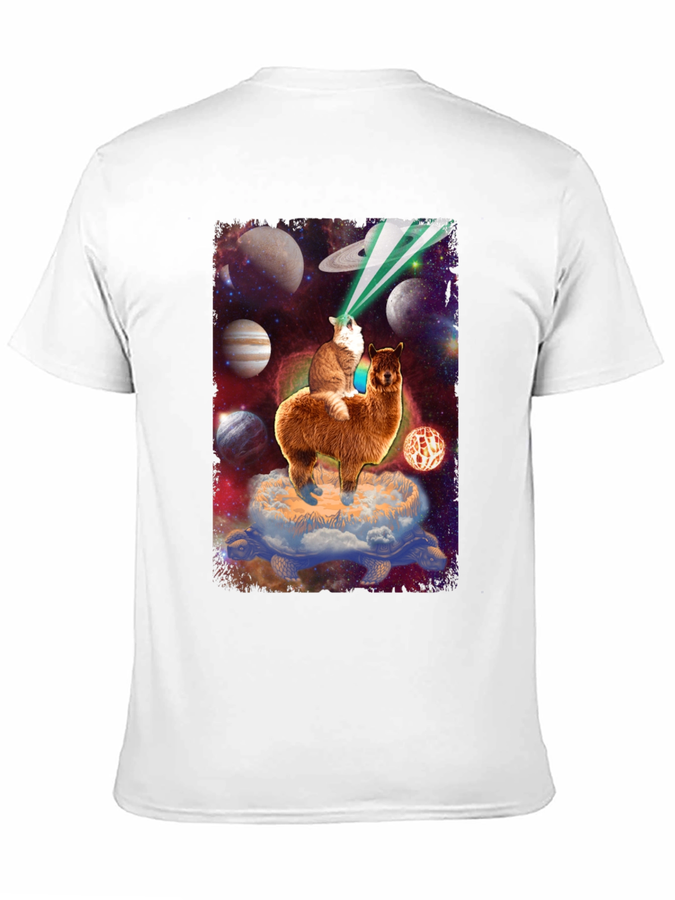 Cosmic Cat Riding Llama T-Shirt