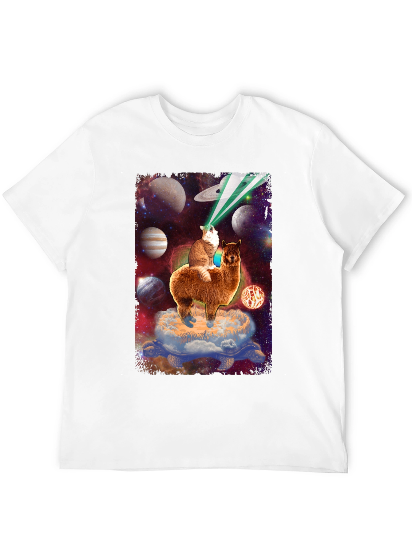 Cosmic Cat Riding Llama T-Shirt