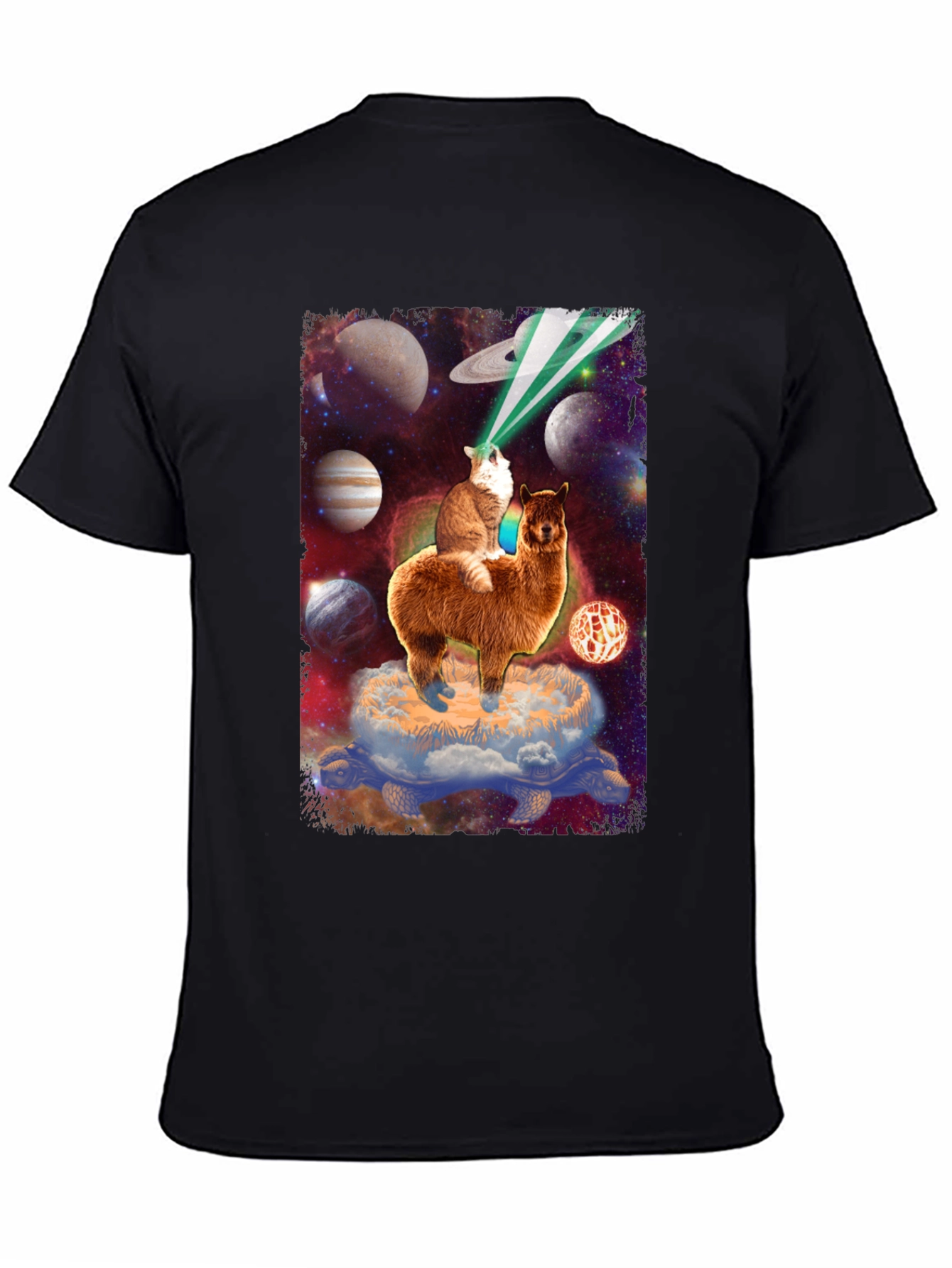 Cosmic Cat Riding Llama T-Shirt