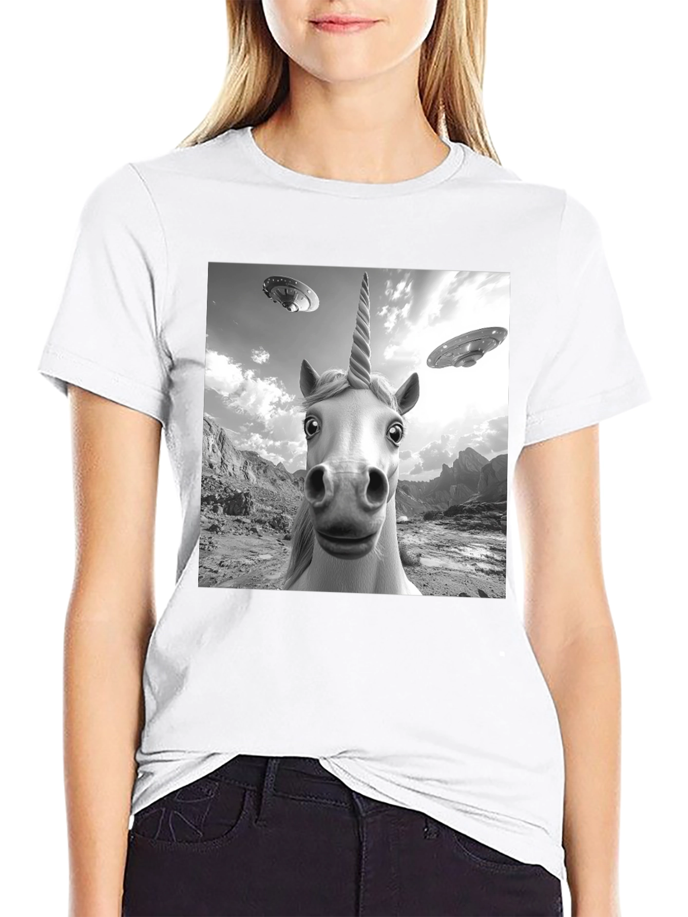 Unicorn UFO Black T-Shirt