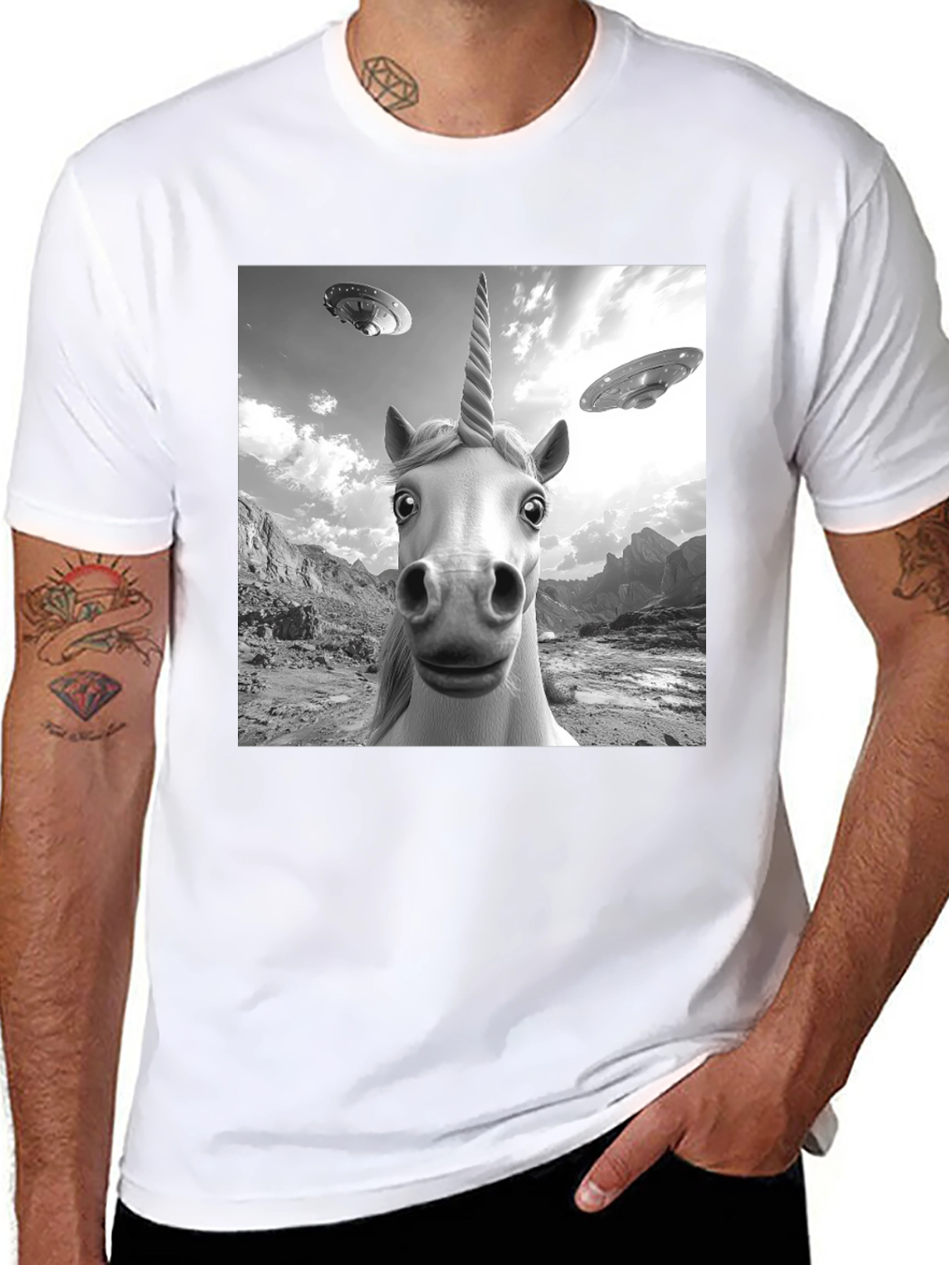 Unicorn UFO Black T-Shirt