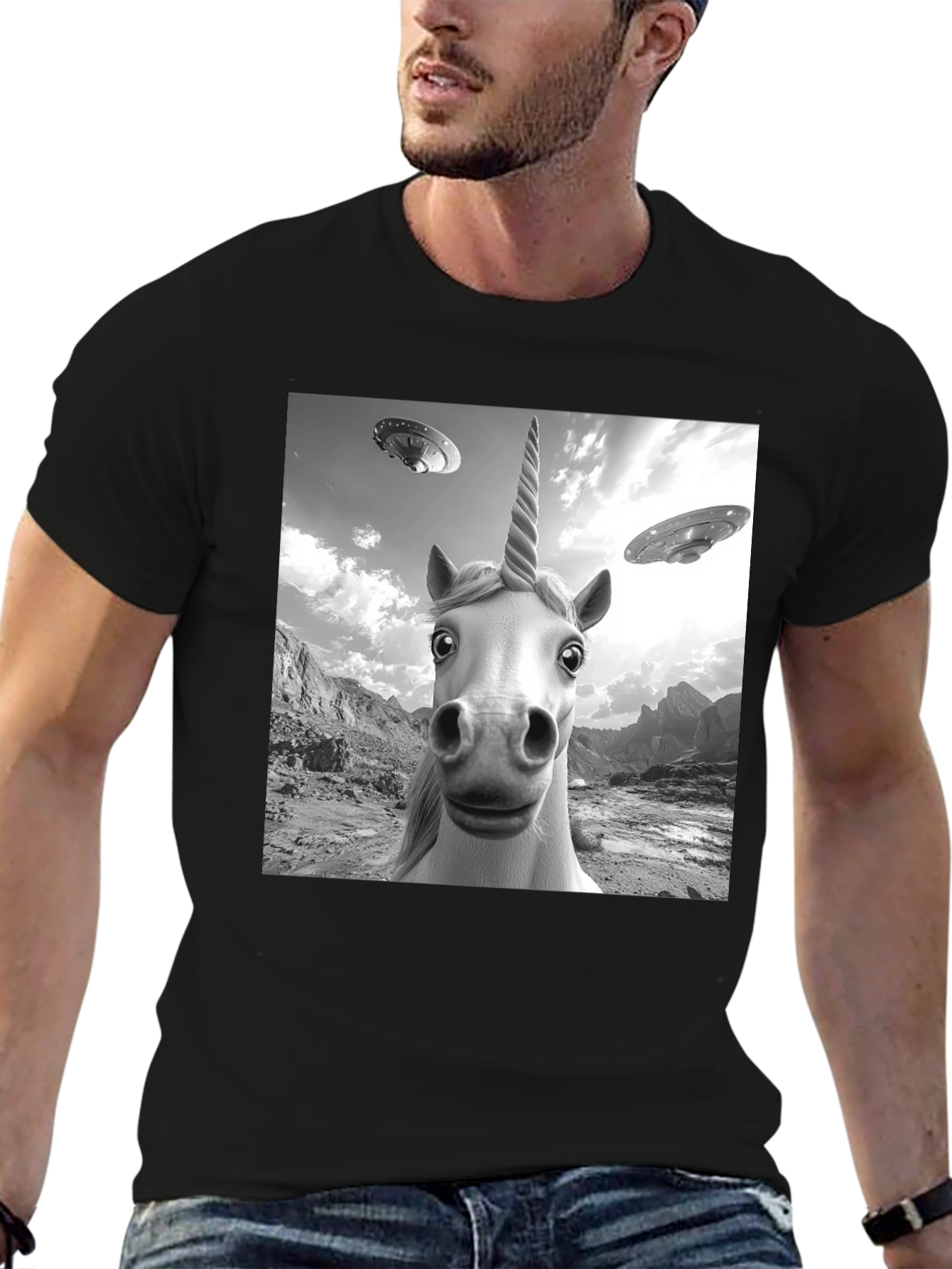 Unicorn UFO Black T-Shirt