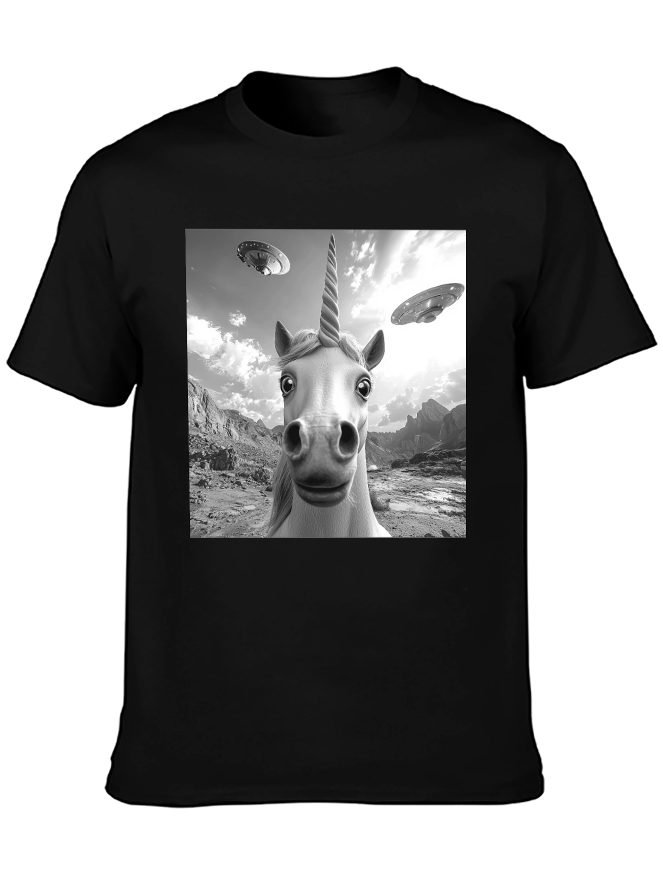 Unicorn UFO Black T-Shirt