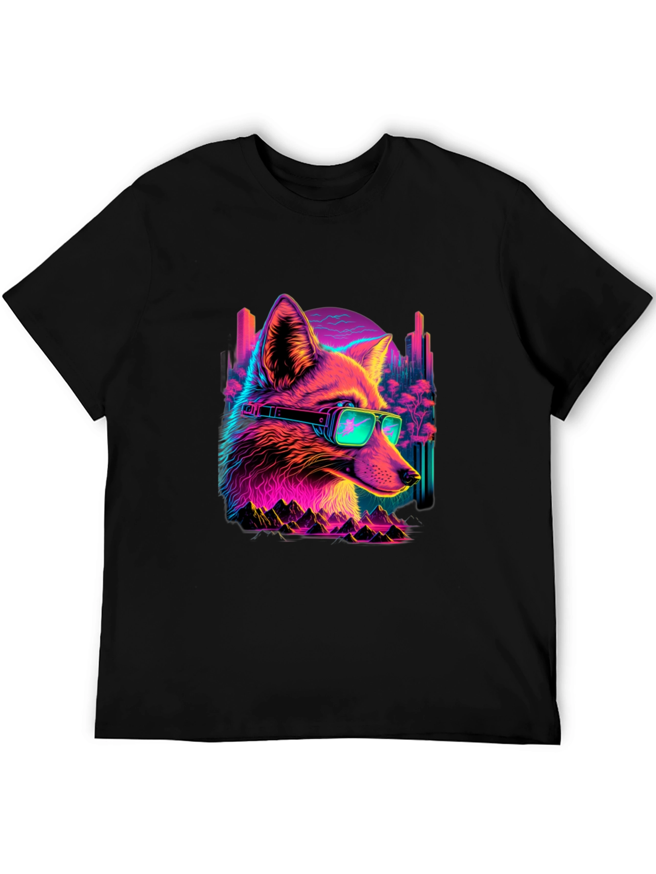 Retro Fox T-Shirt - Cyberpunk Style