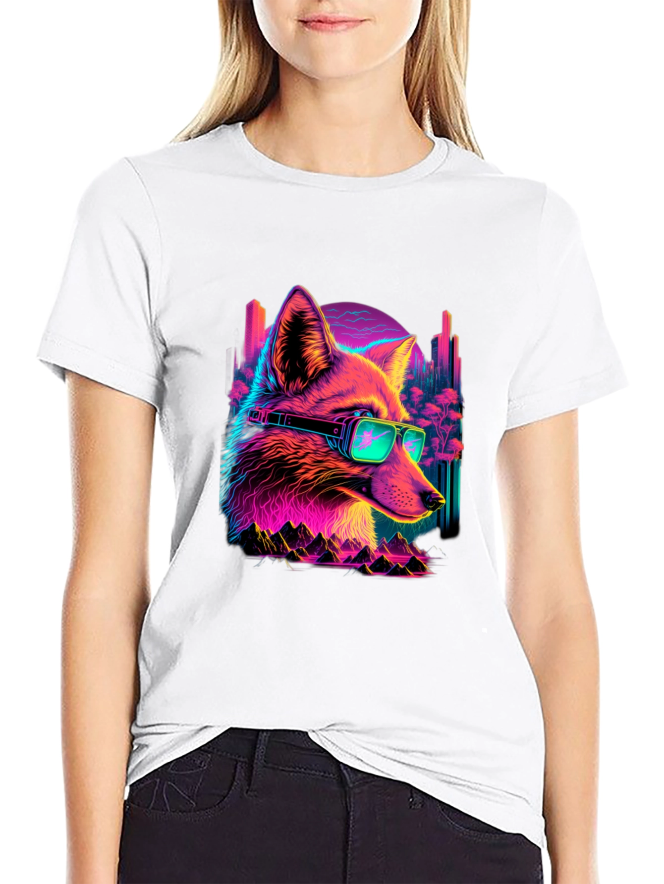 Retro Fox T-Shirt - Cyberpunk Style
