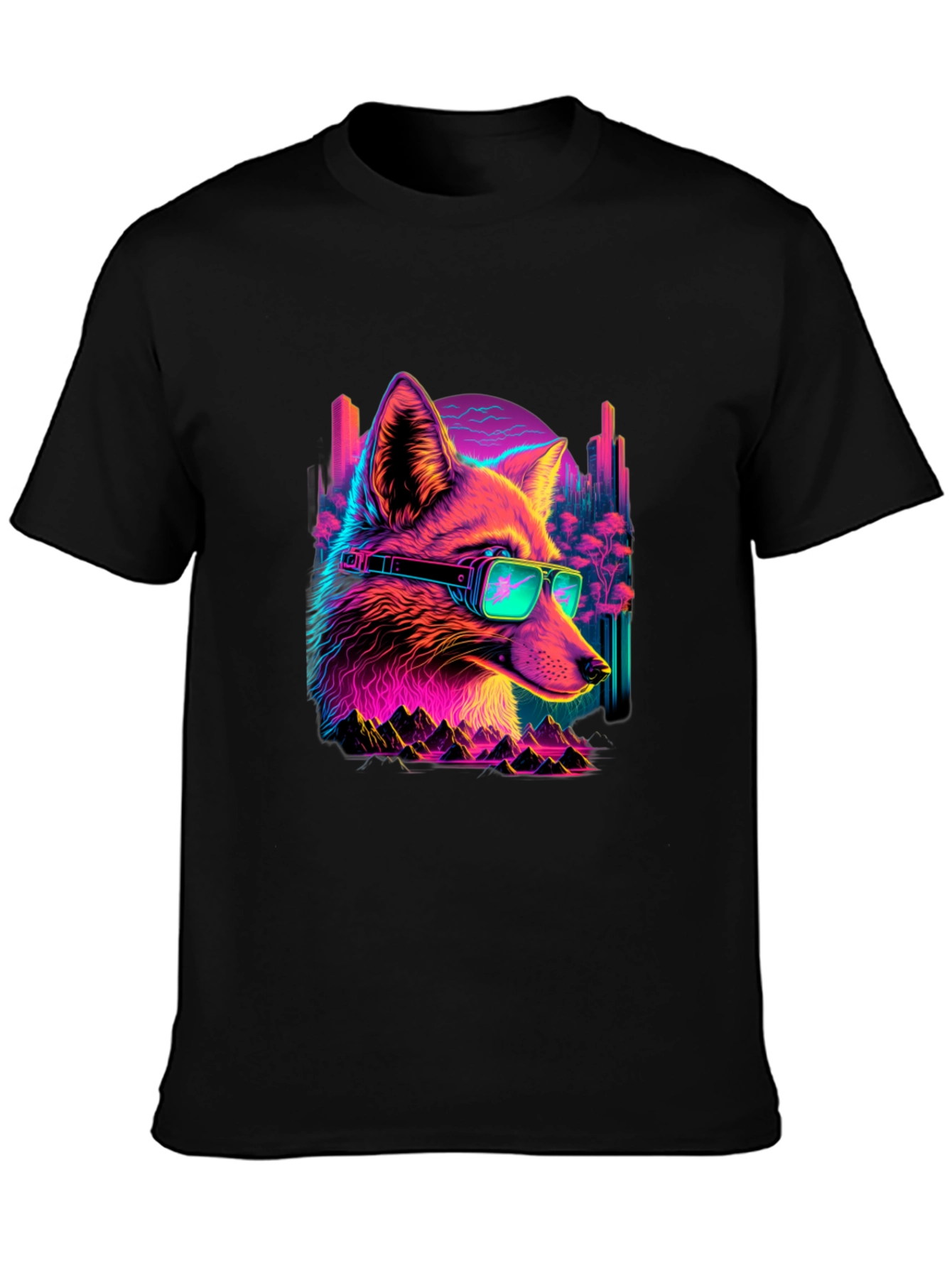 Retro Fox T-Shirt - Cyberpunk Style