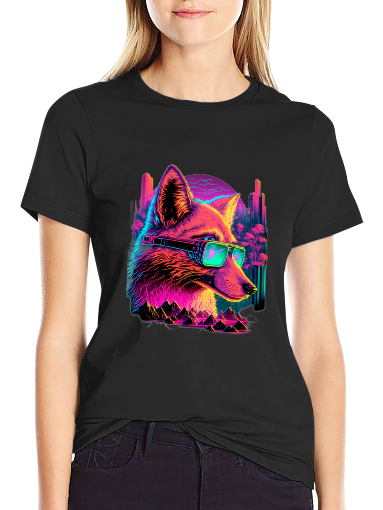 Retro Fox T-Shirt - Cyberpunk Style