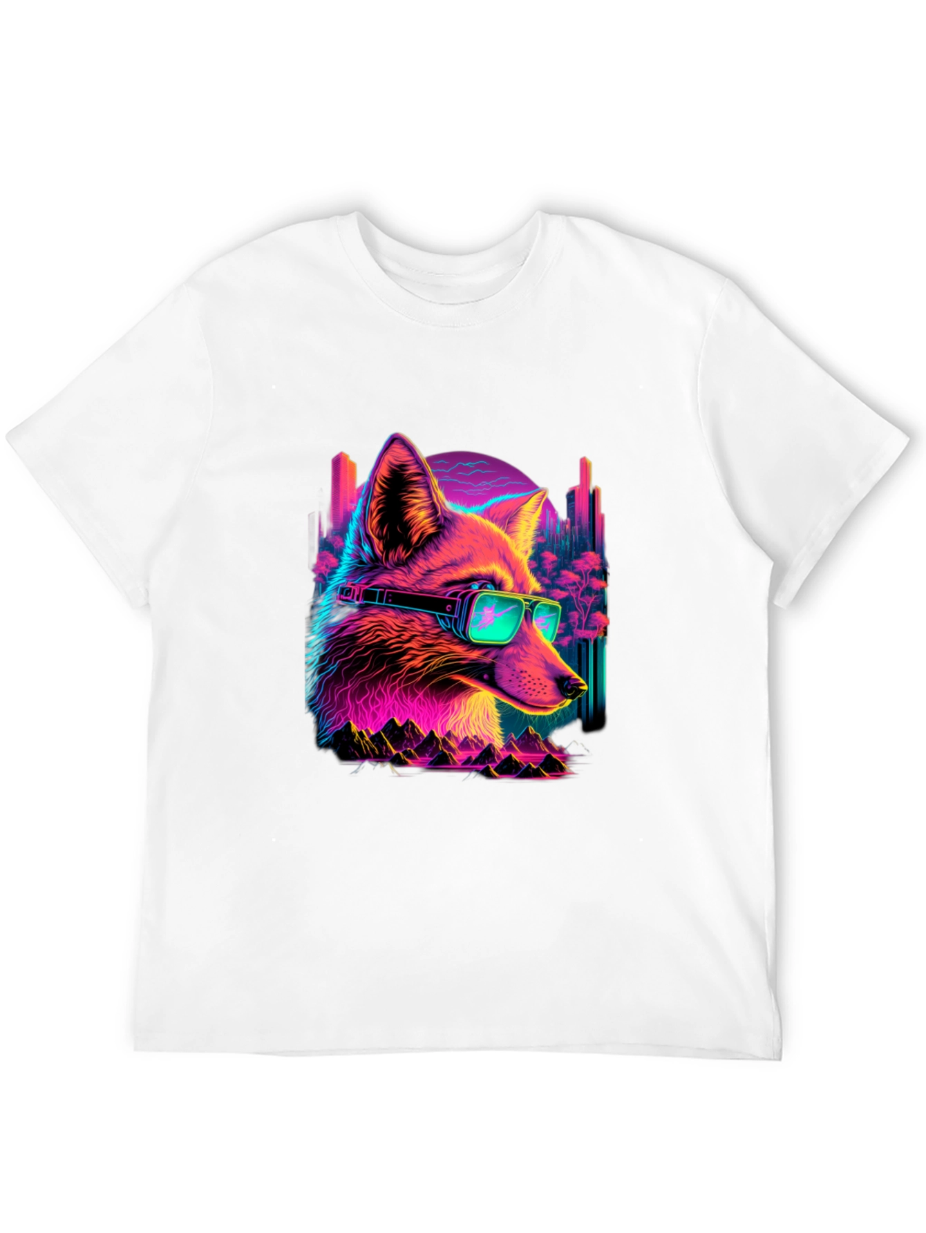 Retro Fox T-Shirt - Cyberpunk Style