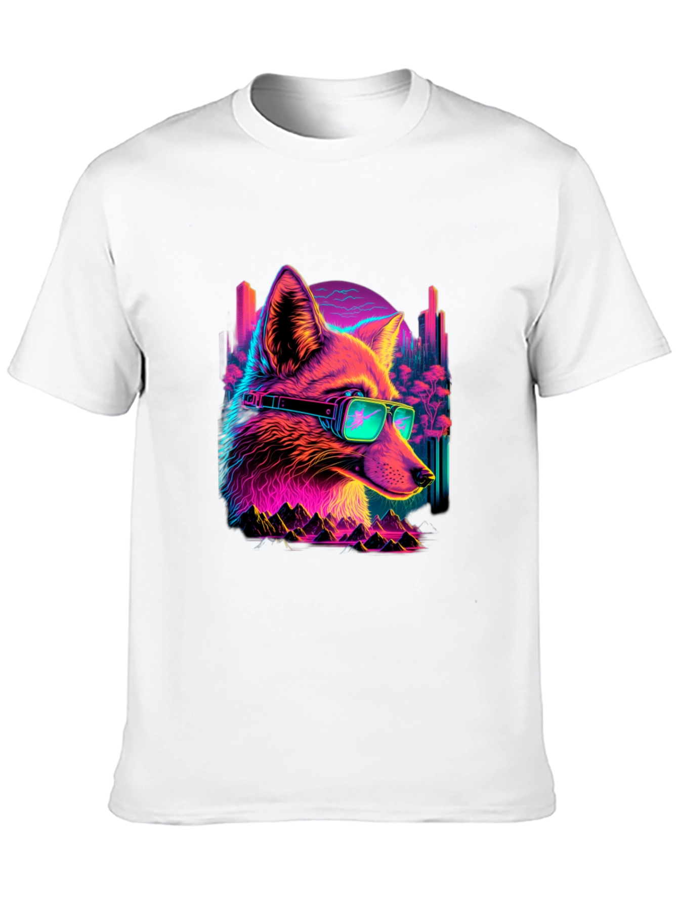 Retro Fox T-Shirt - Cyberpunk Style