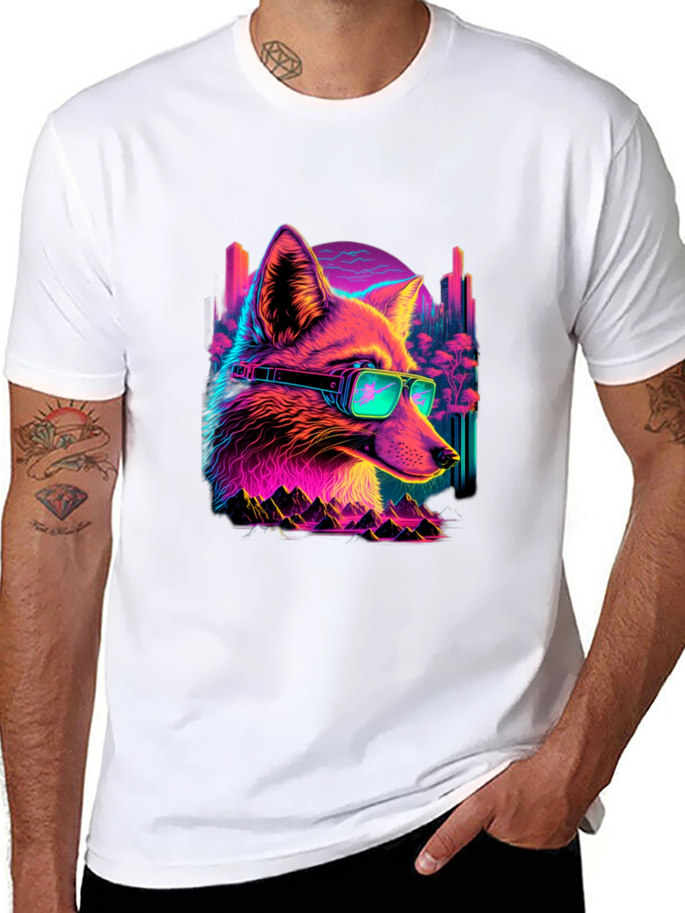 Retro Fox T-Shirt - Cyberpunk Style