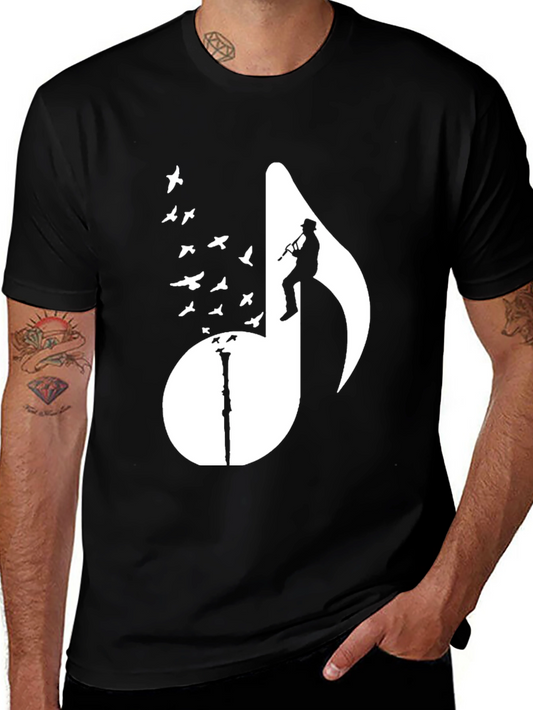 Musical Note Bird T-Shirt - Stylish Graphic Tee