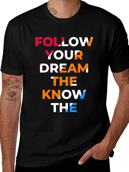 Motivational Graphic Print Mens Black T-Shirt