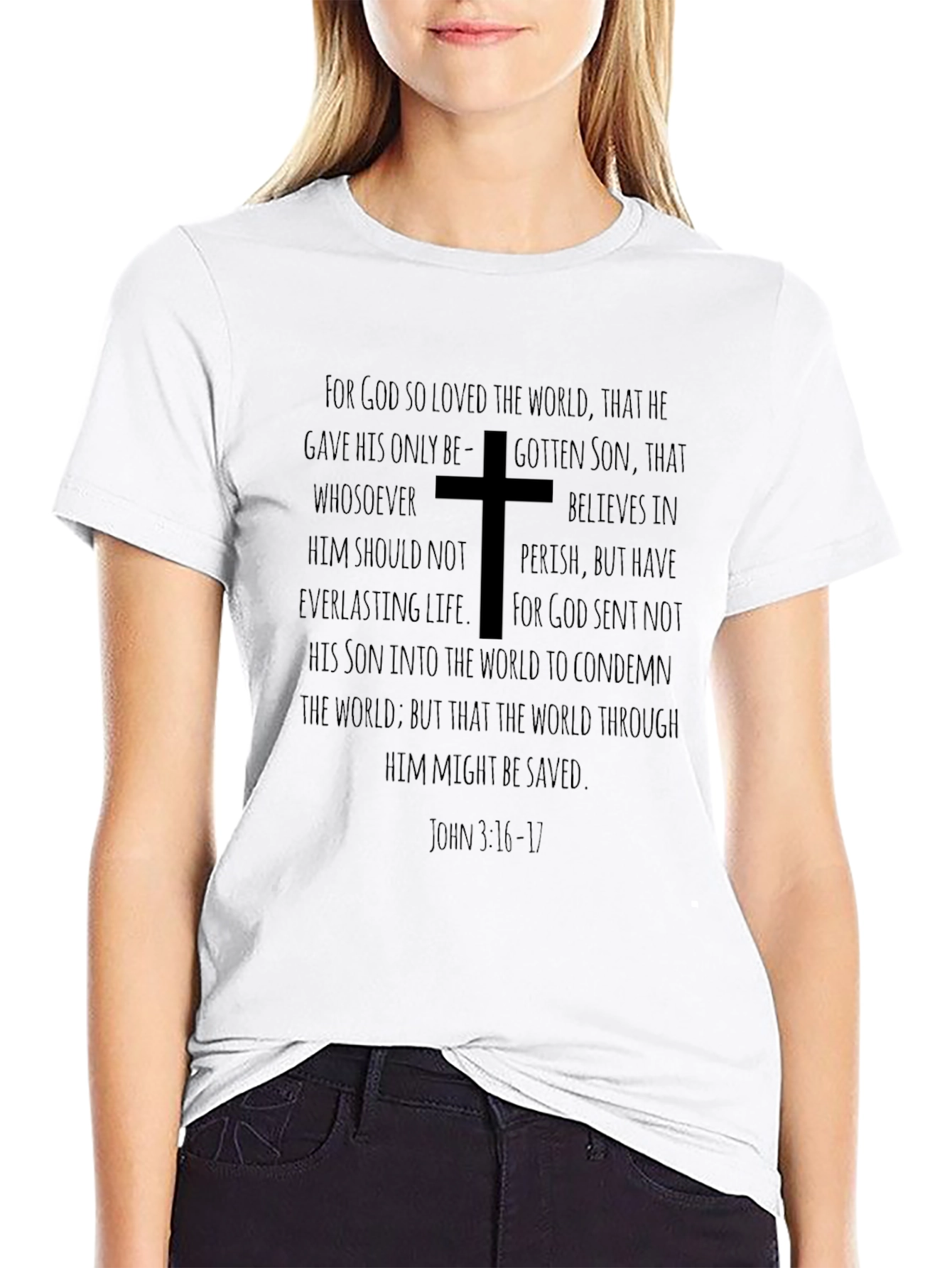 Faith-Inspired Black T-Shirt: John 3:16