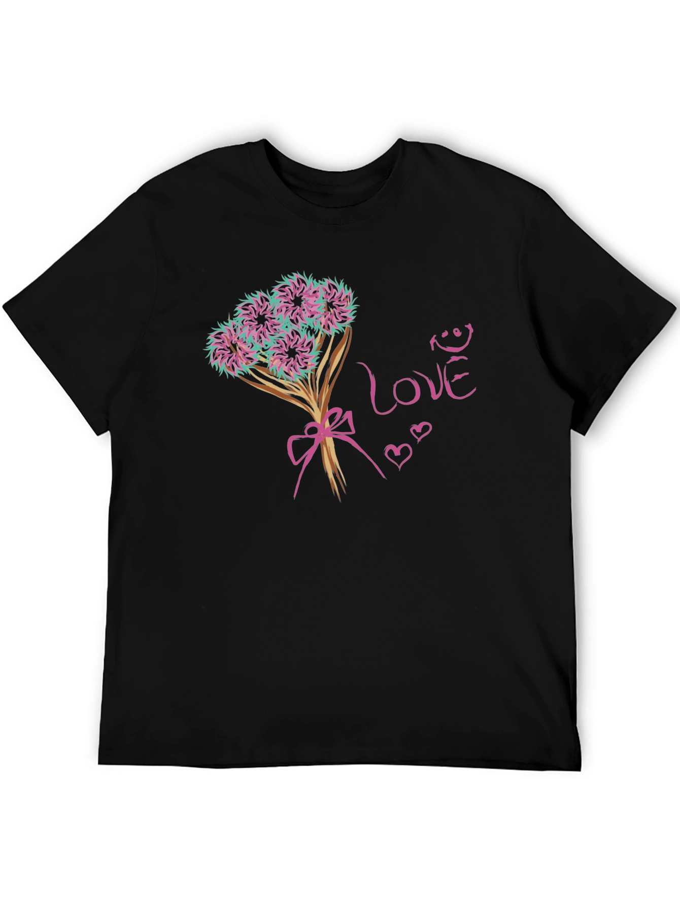Love Bouquet Graphic Tee - Trendy Black T-Shirt