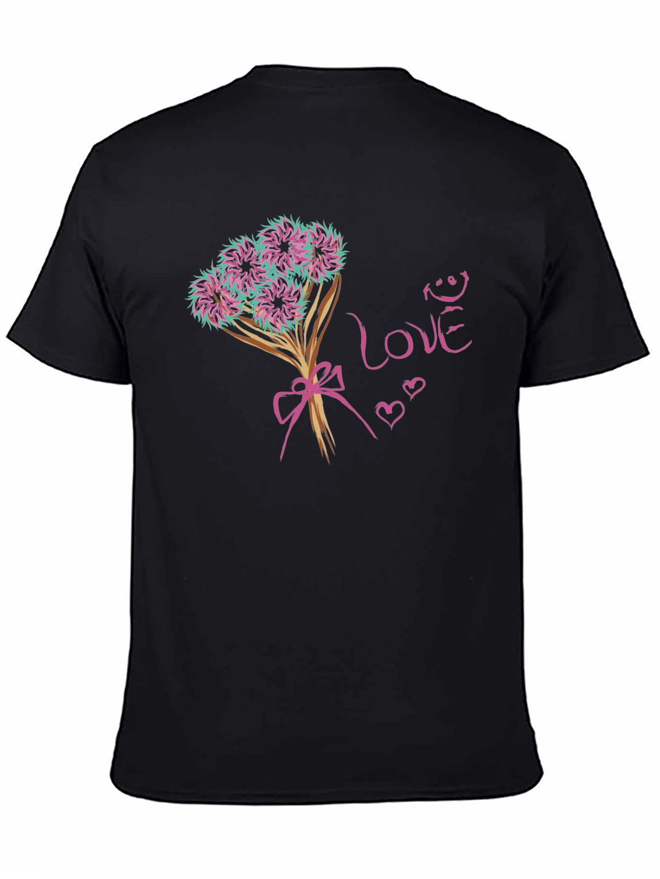 Love Bouquet Graphic Tee - Trendy Black T-Shirt