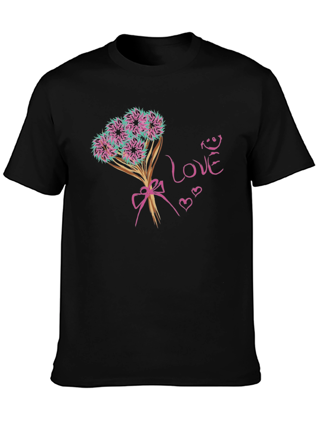 Love Bouquet Graphic Tee - Trendy Black T-Shirt