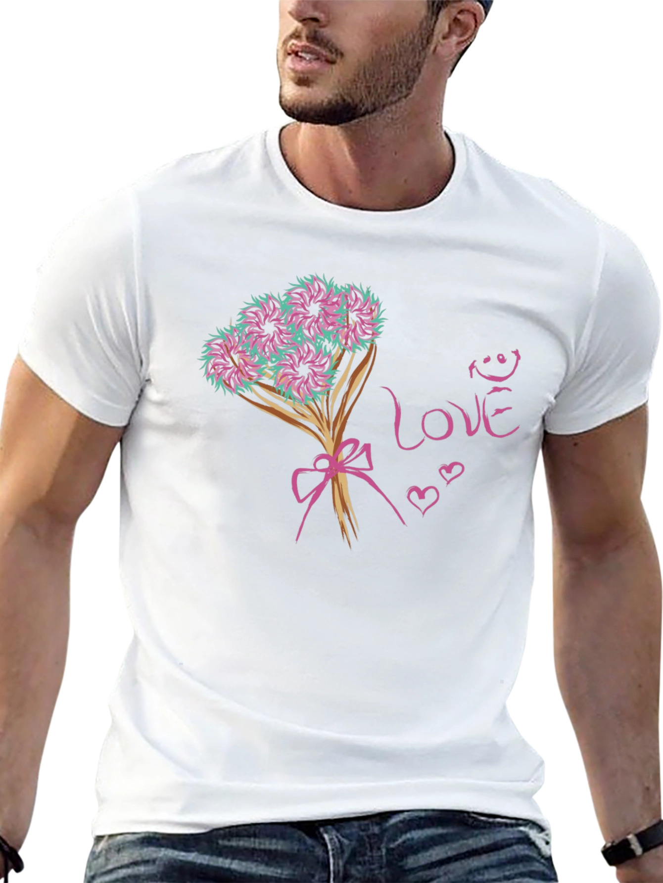 Love Bouquet Graphic Tee - Trendy Black T-Shirt