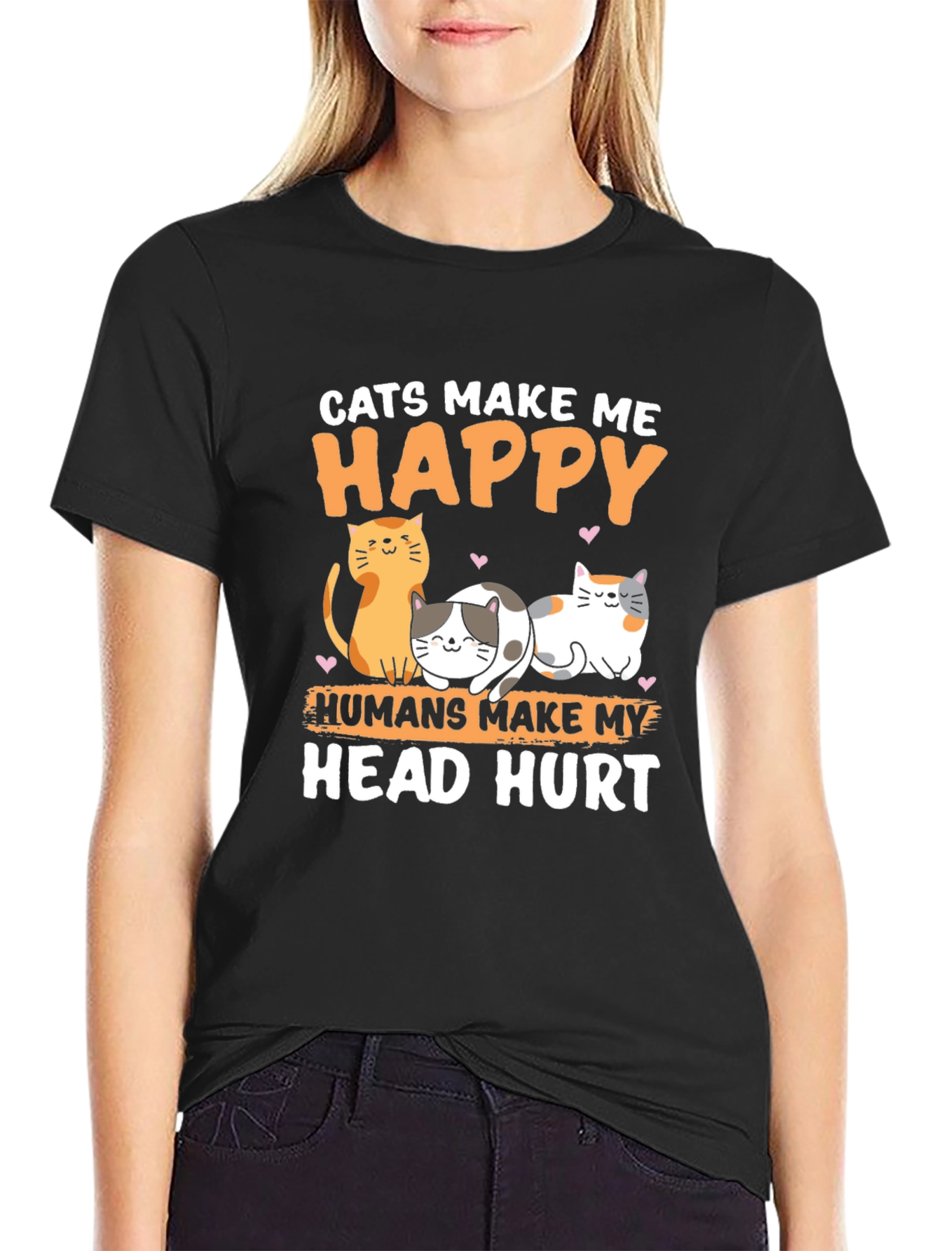 Cats Make Me Happy Graphic T-Shirt