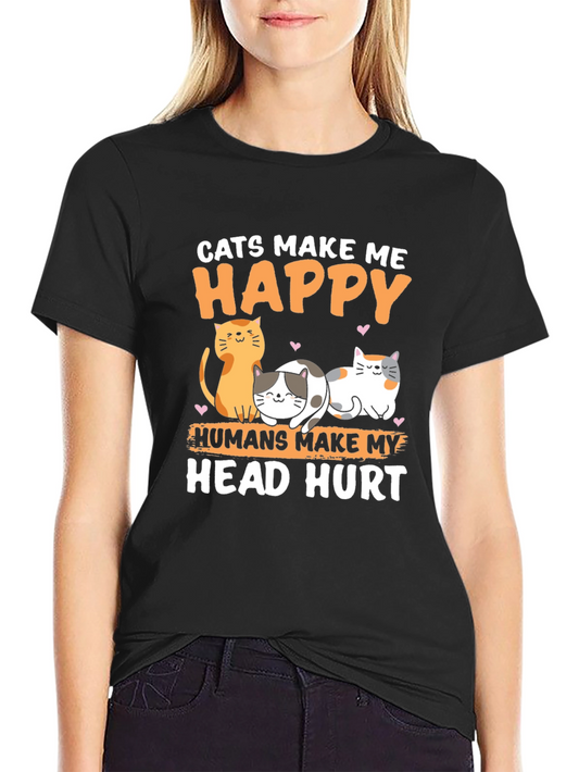 Cats Make Me Happy Graphic T-Shirt