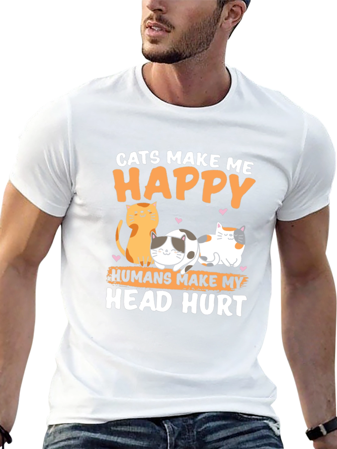 Cats Make Me Happy Graphic T-Shirt