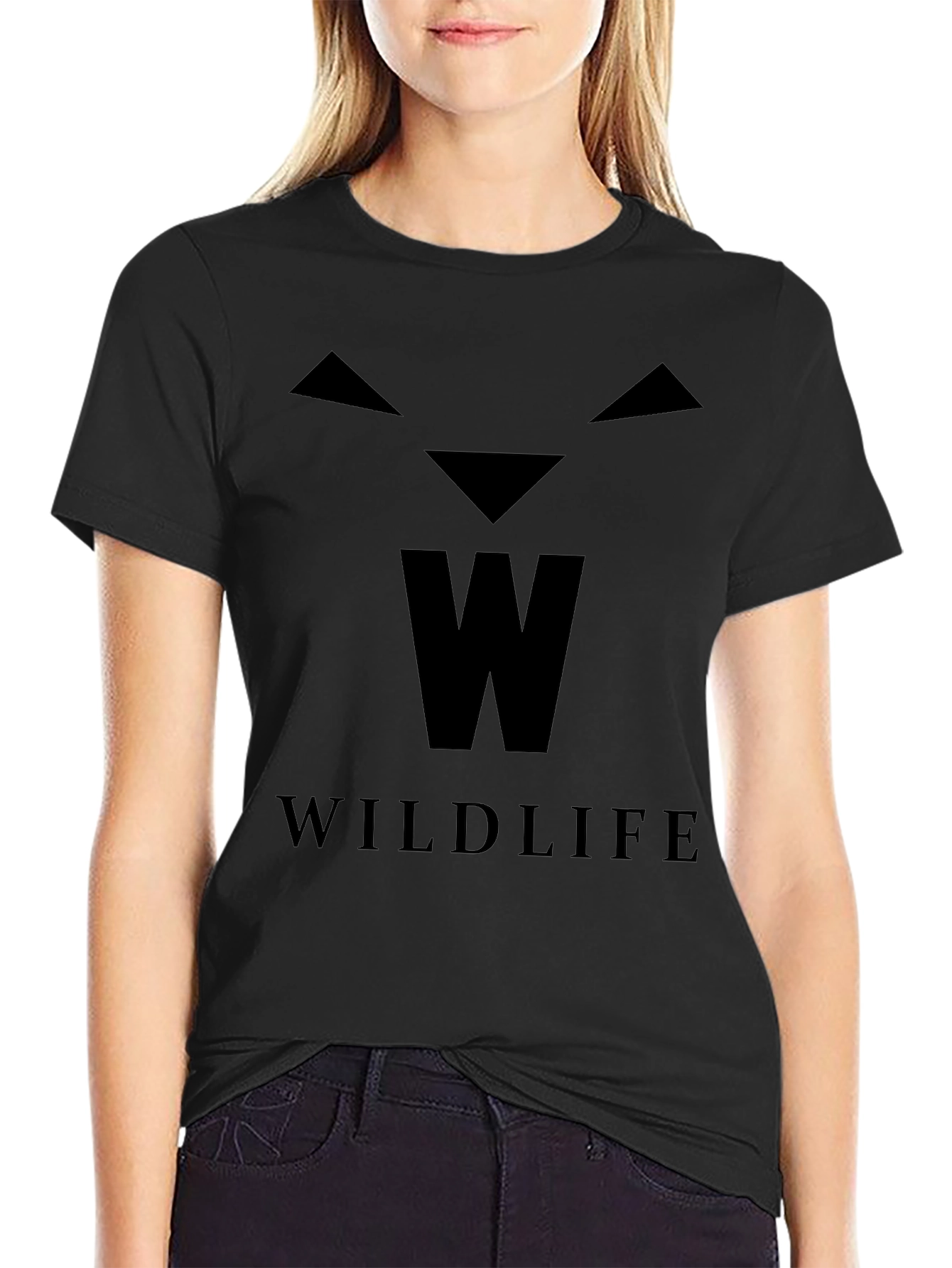 Wildlife Graphic Print Black T-Shirt