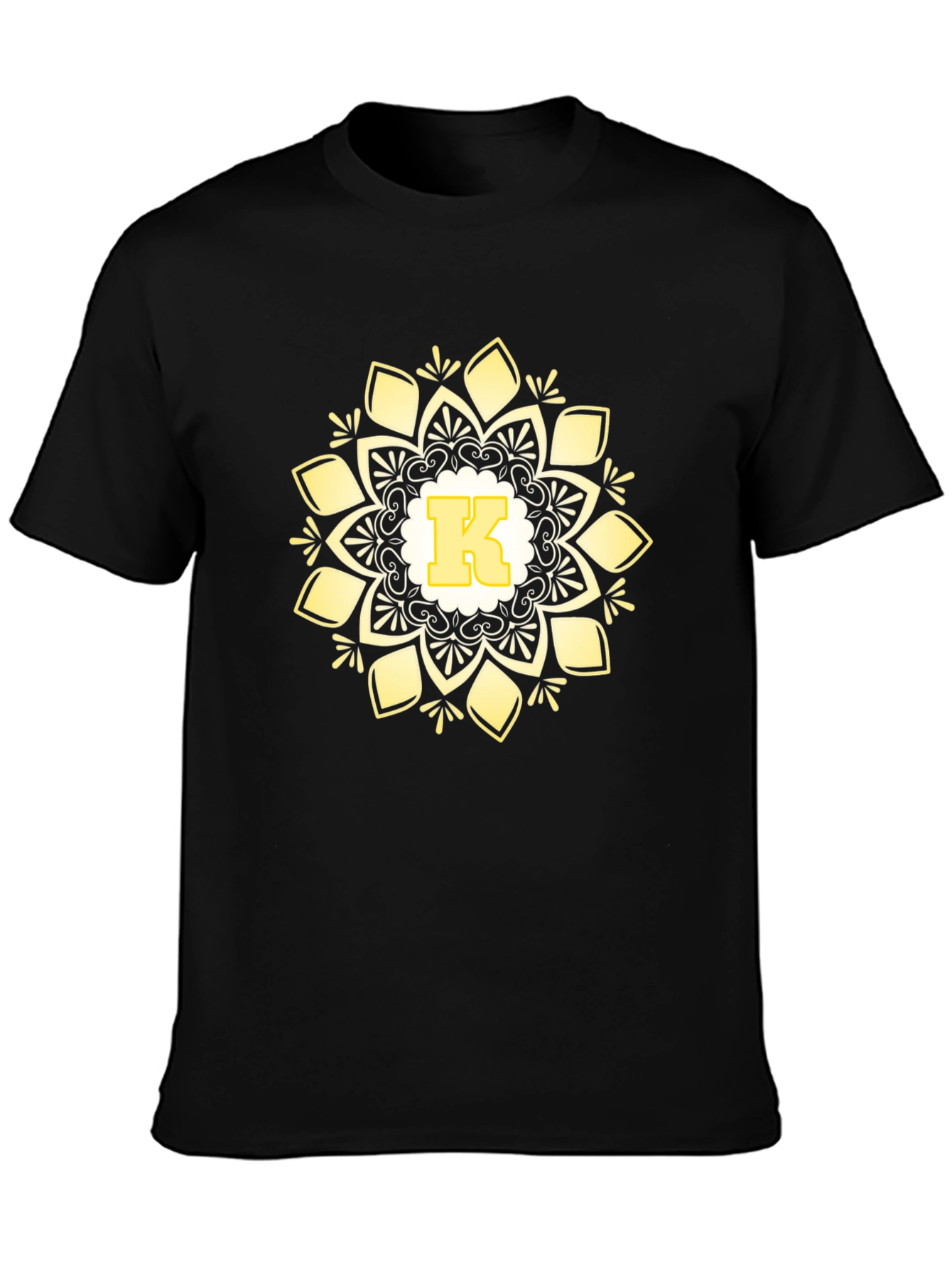 Monogram K Mandala Graphic Black T-Shirt