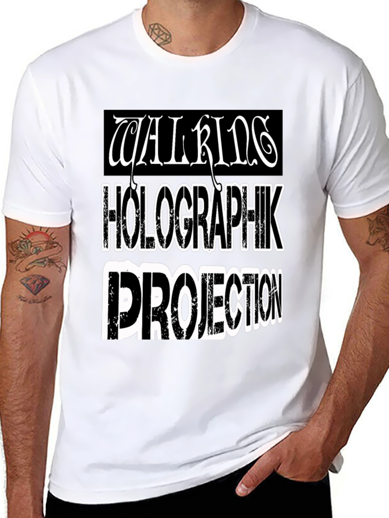 Walking Holographik Projection Black T-Shirt