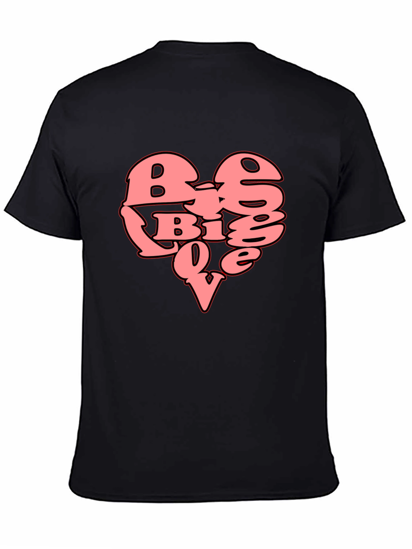 Big Love Heart Graphic T-Shirt - Black