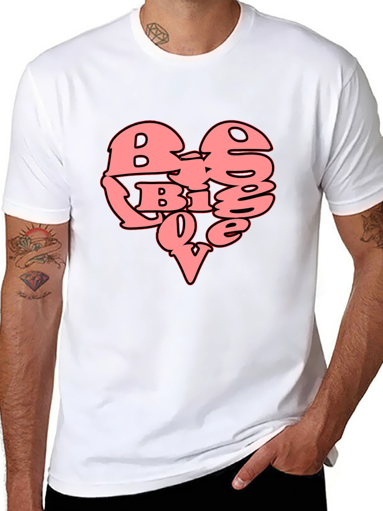 Big Love Heart Graphic T-Shirt - Black