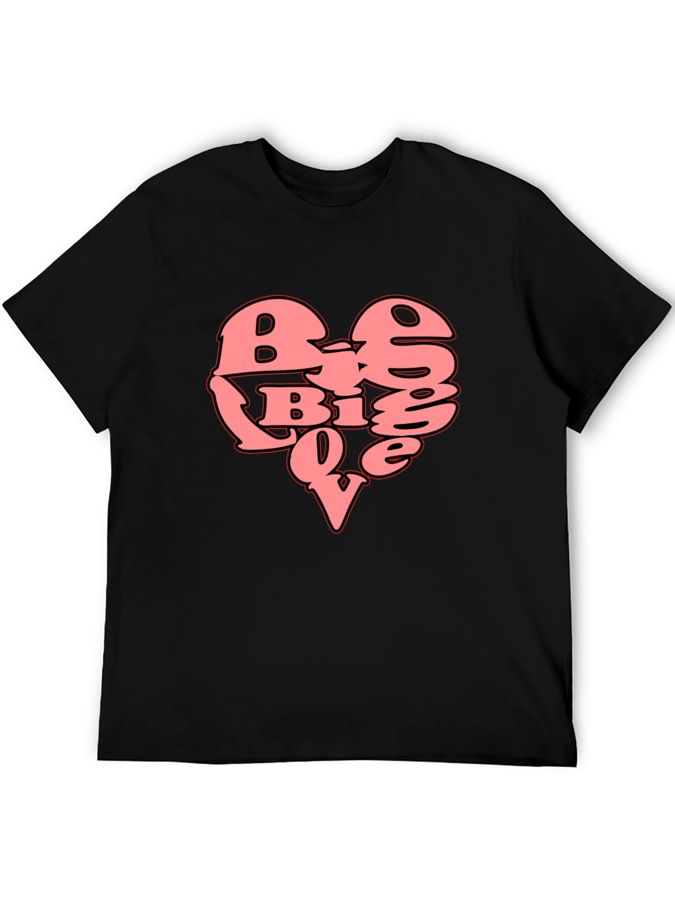 Big Love Heart Graphic T-Shirt - Black