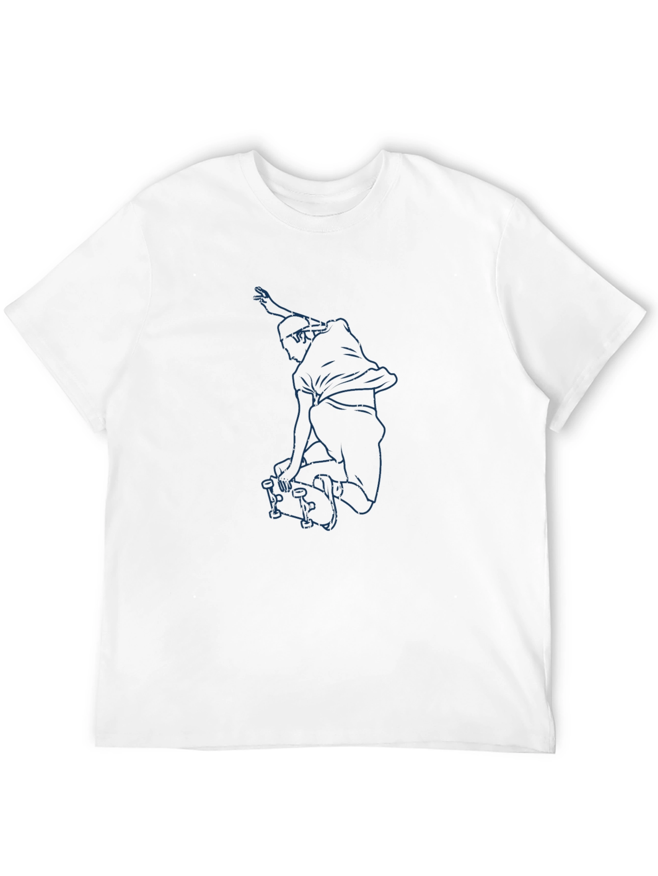 Skateboarder Graphic Tee - Cool Blue Line Art