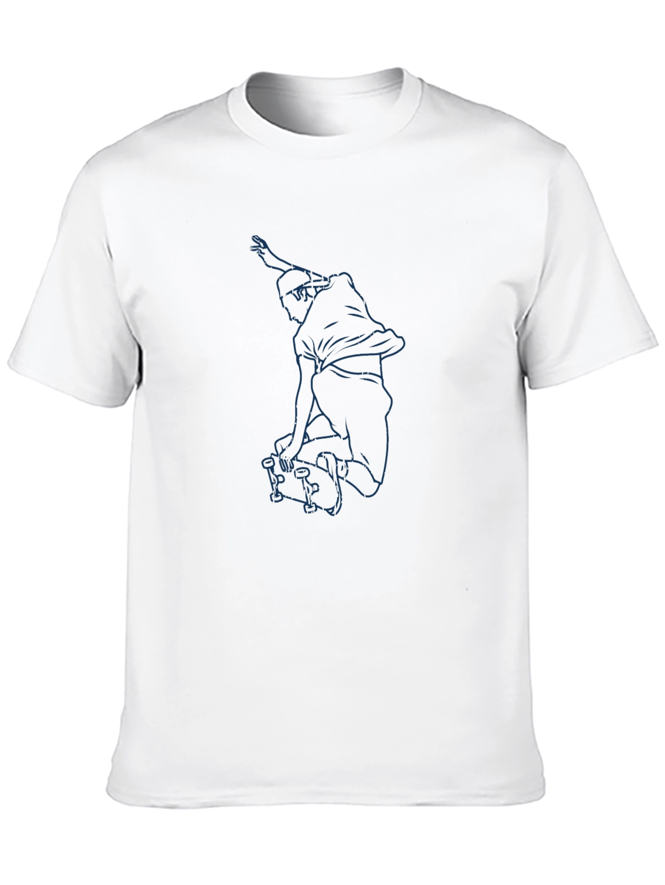 Skateboarder Graphic Tee - Cool Blue Line Art