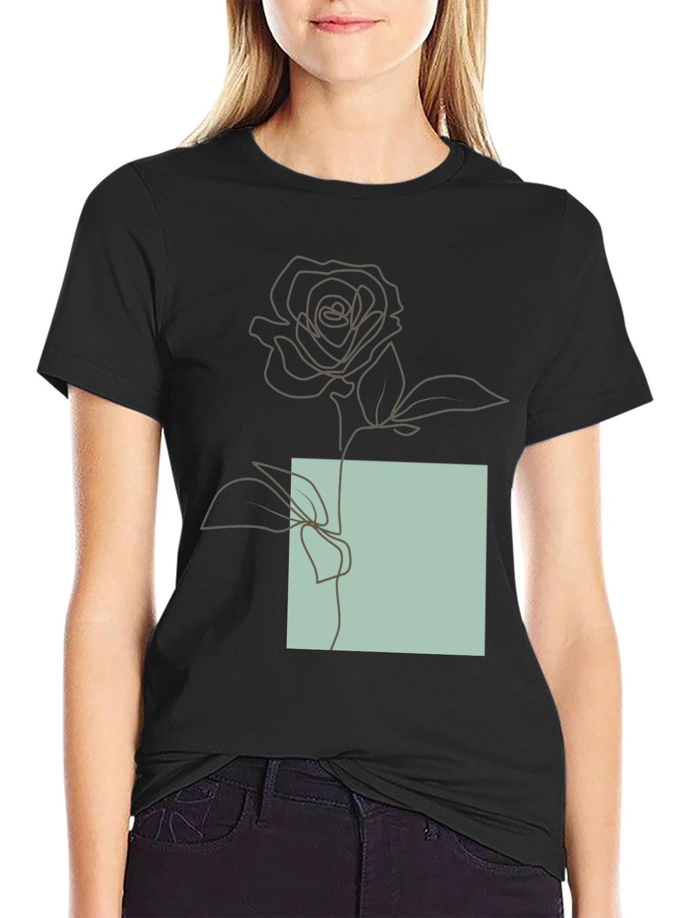 Minimalist Rose Line Art Graphic Tee