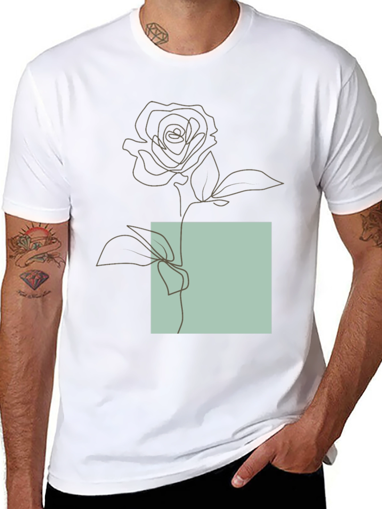 Minimalist Rose Line Art Graphic Tee